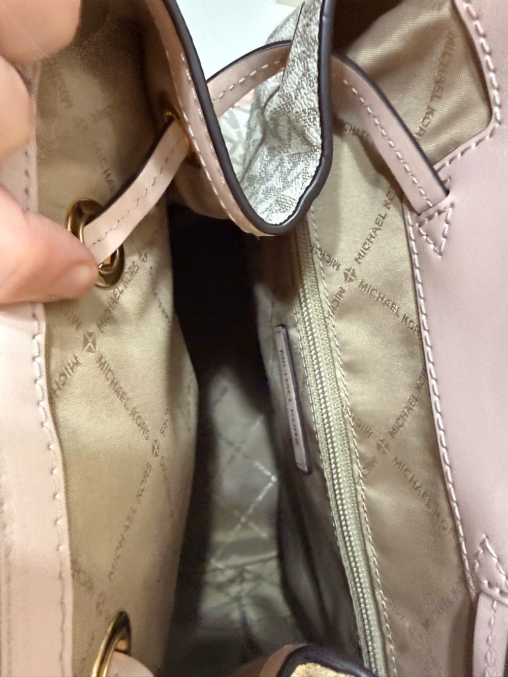 Michael Kors Blush Pink Logo Backpack with Gold Chain Large - Picture 8 of 14